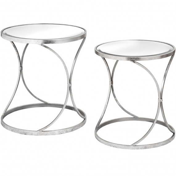 Urban silver curved side tables pair