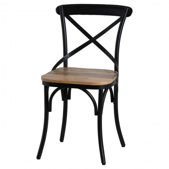 Industrial cross back black metal chair