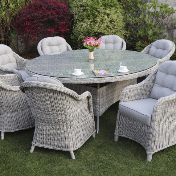 Sepino 8 seater round set grey
