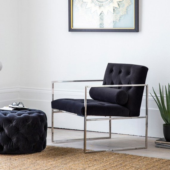 Modern armchair jet velvet