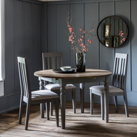 Rustic grey extending dining table round