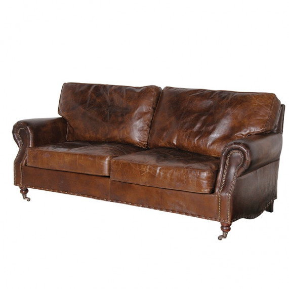Ex display vintage leather 3 seater sofa