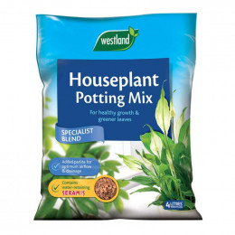 Houseplant potting mix enriched with seramis