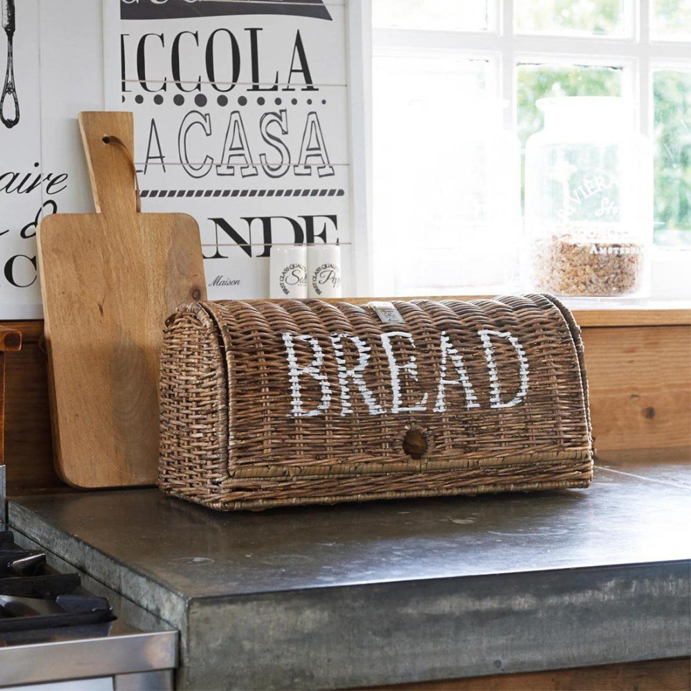 Rustic Rattan Bread Box