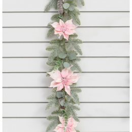 6ft poinsettia w pine garland pink