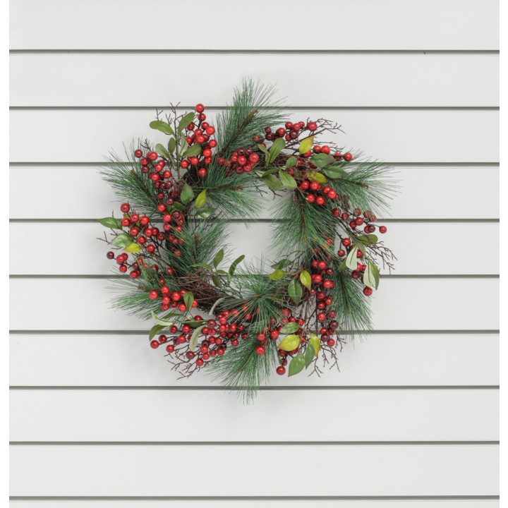 20 red berry pine wreath