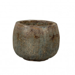 Melbourne 1 02ad squat round pottery planter grey brown 35cm dia