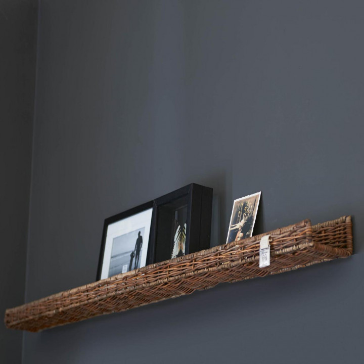 Rustic rattan wall decoration shelf 115 cm