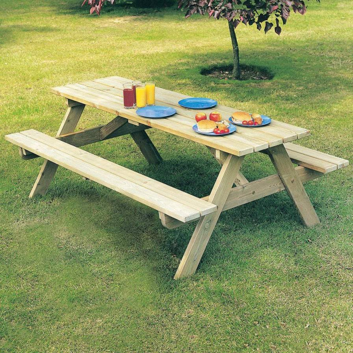 Alexander Rose Pine Woburn Garden Picnic Table 6ft - Rathwood