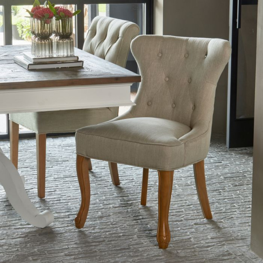 George Dining Chair, linen, flax
