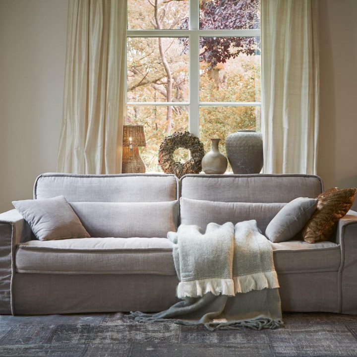 Metropolis sofa 3 5 seater washed cotton stone