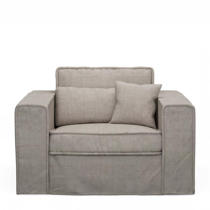 Metropolis love seat washed cotton stone