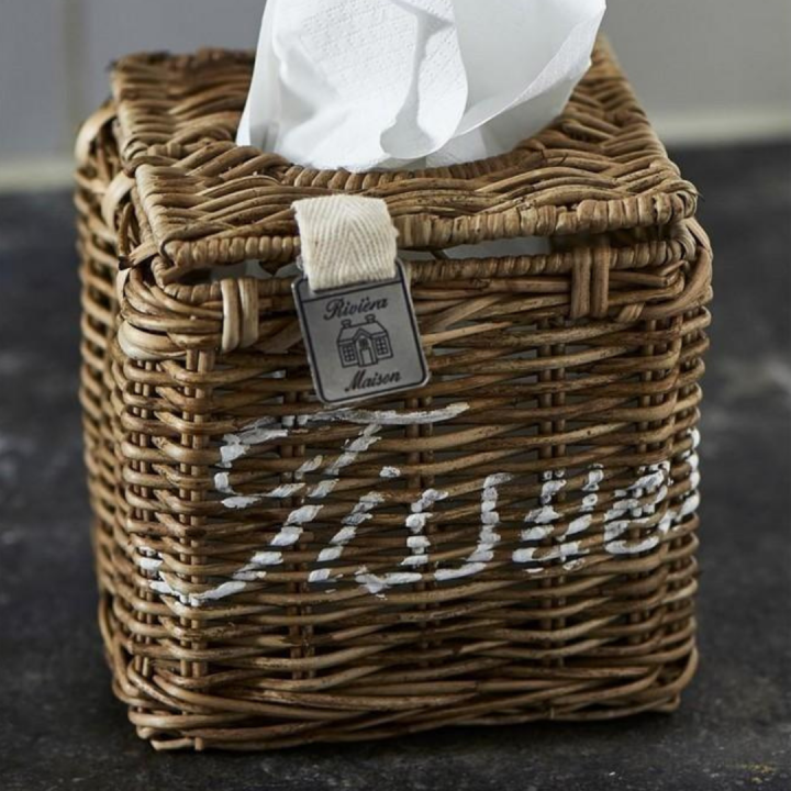 Rustic rattan tissue square box
