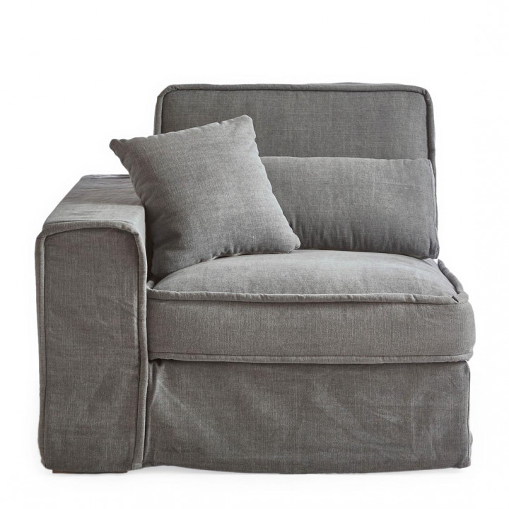 Metropolis corner arm left washed cotton grey