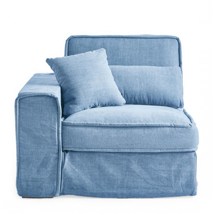 Metropolis corner arm left washed cotton ice blue