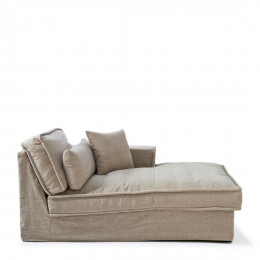 Metropolis chaise longue right washed cotton natural