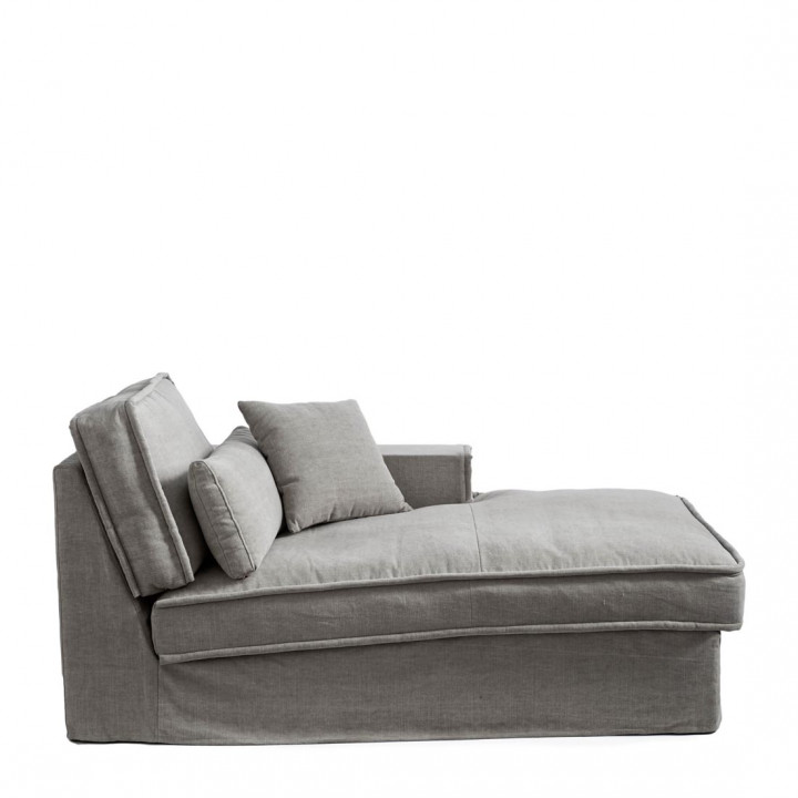 Metropolis chaise longue right washed cotton grey