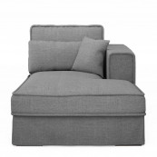 Metropolis chaise longue right washed cotton grey