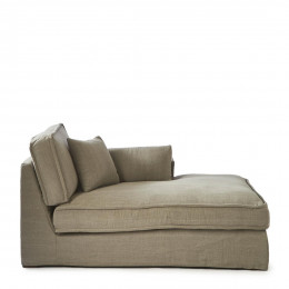Metropolis chaise longue right washed cotton stone