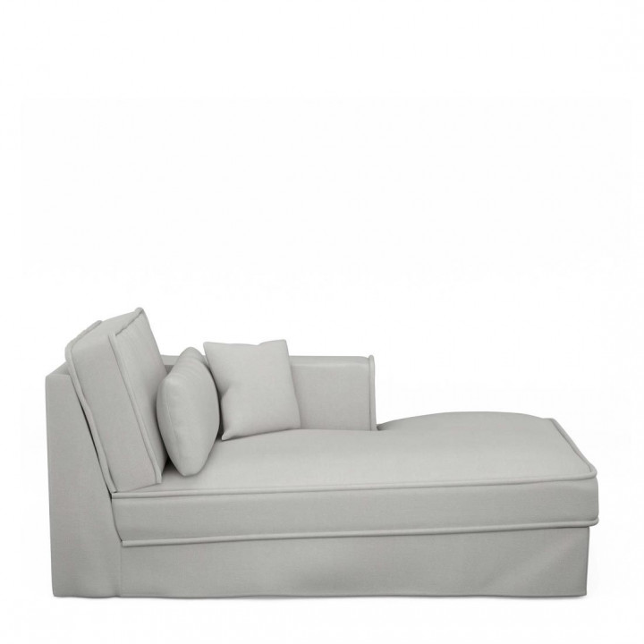 Metropolis chaise longue right washed cotton ash grey