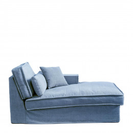Metropolis chaise longue right washed cotton ice blue