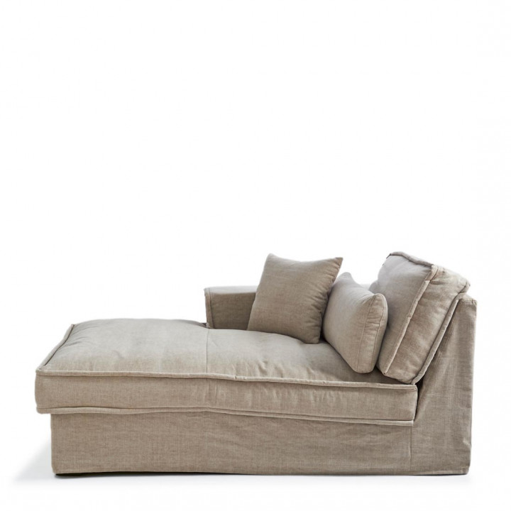 Metropolis chaise longue left washed cotton natural
