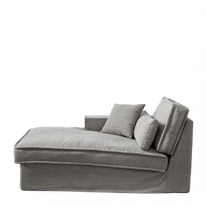 Metropolis chaise longue left washed cotton grey