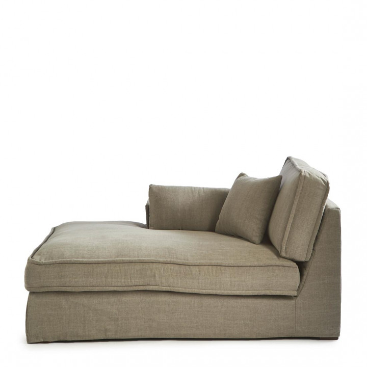 Metropolis chaise longue left washed cotton stone