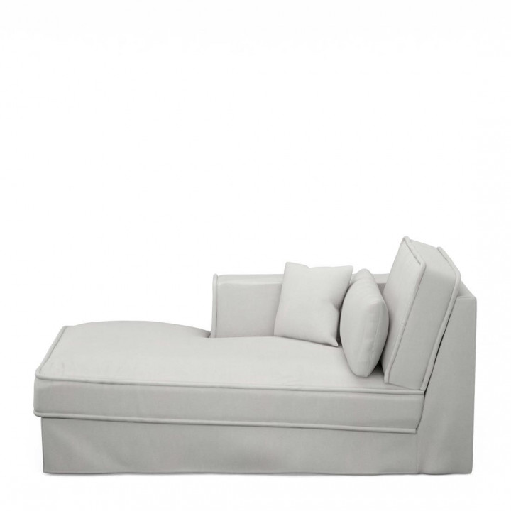 Metropolis chaise longue left washed cotton ash grey