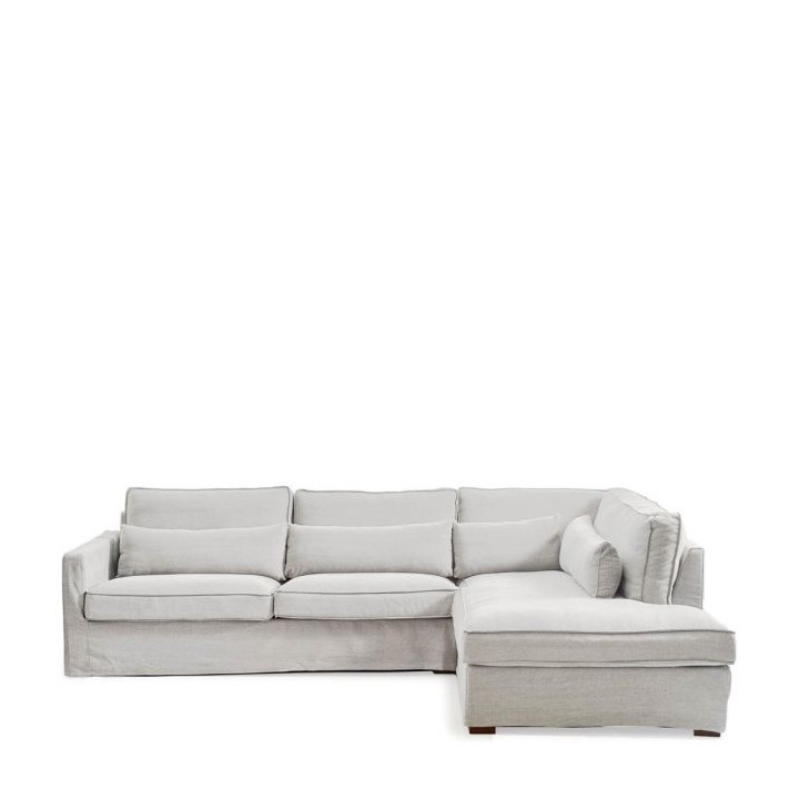 Brompton cross corner sofa chaise longue right washed cotton ash grey