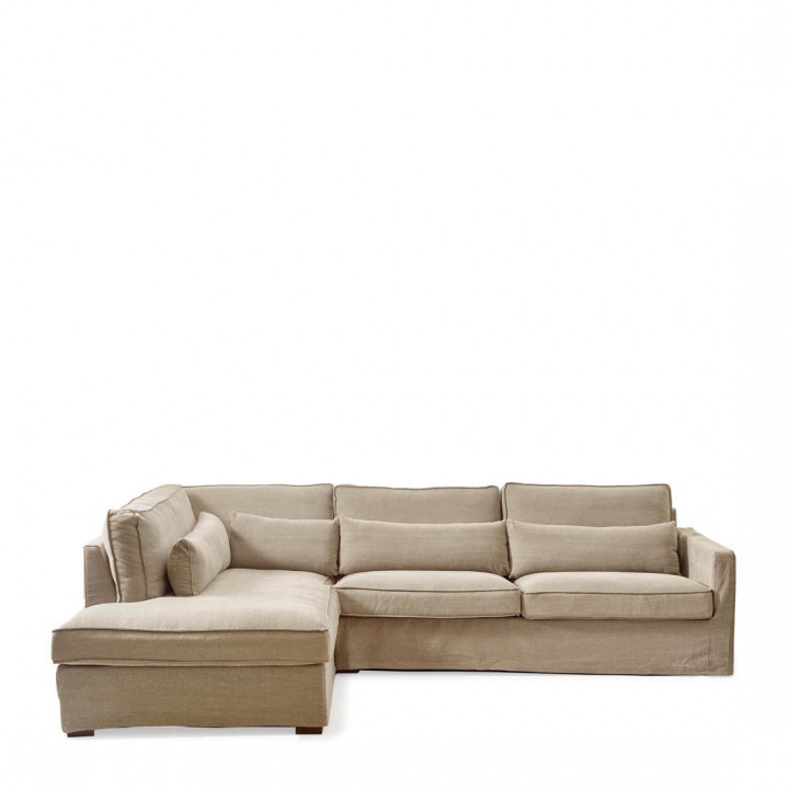Brompton cross corner sofa chaise longue left washed cotton natural