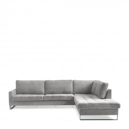 West houston corner sofa chaise longue right velvet platinum