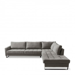 West houston corner sofa chaise longue right cotton grey