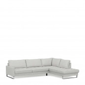 West houston corner sofa chaise longue right washed cotton ash grey