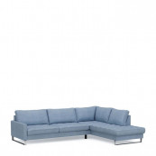 West houston corner sofa chaise longue right washed cotton ice blue