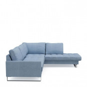 West houston corner sofa chaise longue right washed cotton ice blue