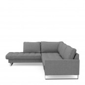 West houston corner sofa chaise longue left cotton grey