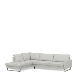 West houston corner sofa chaise longue left cotton ash grey