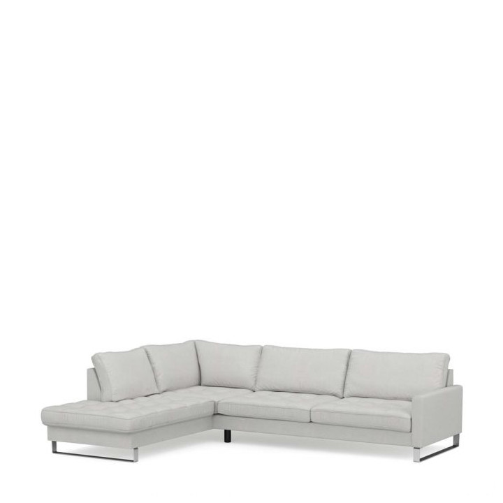 West houston corner sofa chaise longue left washed cotton ash grey