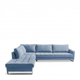 West houston corner sofa chaise longue left cotton ice blue