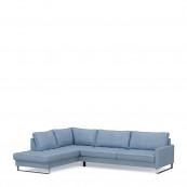 West houston corner sofa chaise longue left washed cotton ice blue