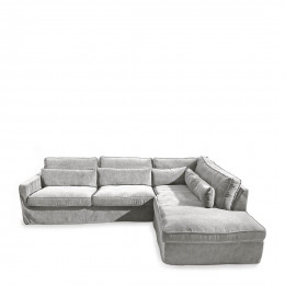 Brompton cross corner sofa chaise longue right velvet platinum