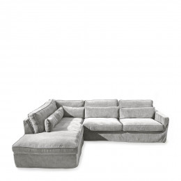 Brompton cross corner sofa chaise longue left velvet platinum