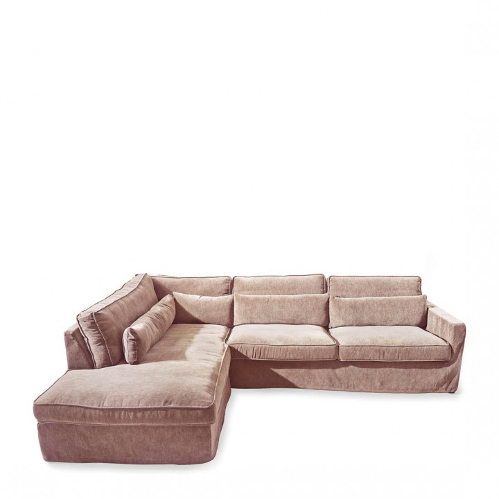 Brompton cross corner sofa chaise longue left velvet blossom