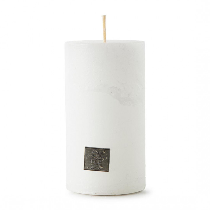 Rustic candle frosted white 7x13