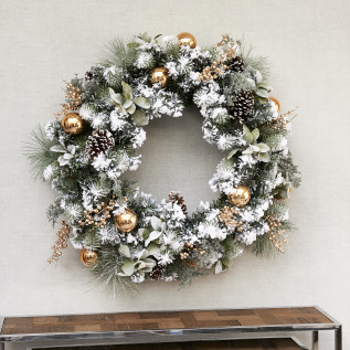 Merry christmas wreath gold 100 cm