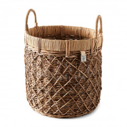 Rustic rattan diamond weave basket l
