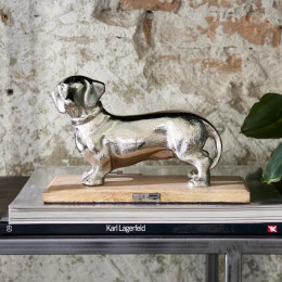 Happy dachshund statue