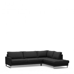 West houston corner sofa chaise longue right oxford weave basic black