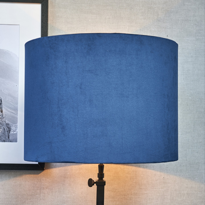 Velvet cylinder lampsh blue 30x40